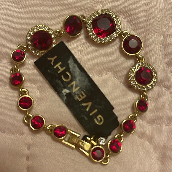 Givenchy Gold and Red Gemstone Bracelet - Picture 2 of 11